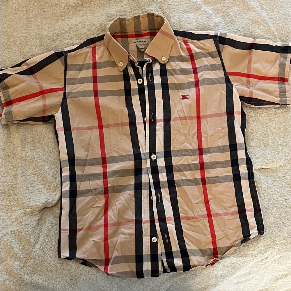 Burberry Kids Button-Down Shirt - Beige, Red, and Black Plaid